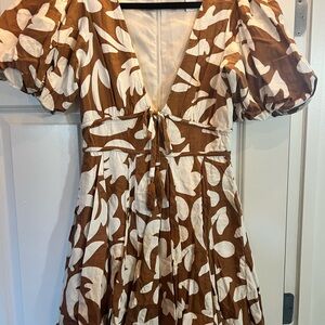 House of Harlow 1960 Brown and Cream Floral Mini Dress